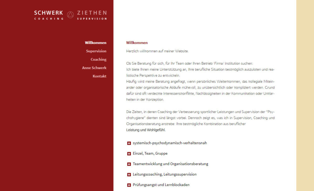 Webseite Supervision und Coaching Anne Schwerk